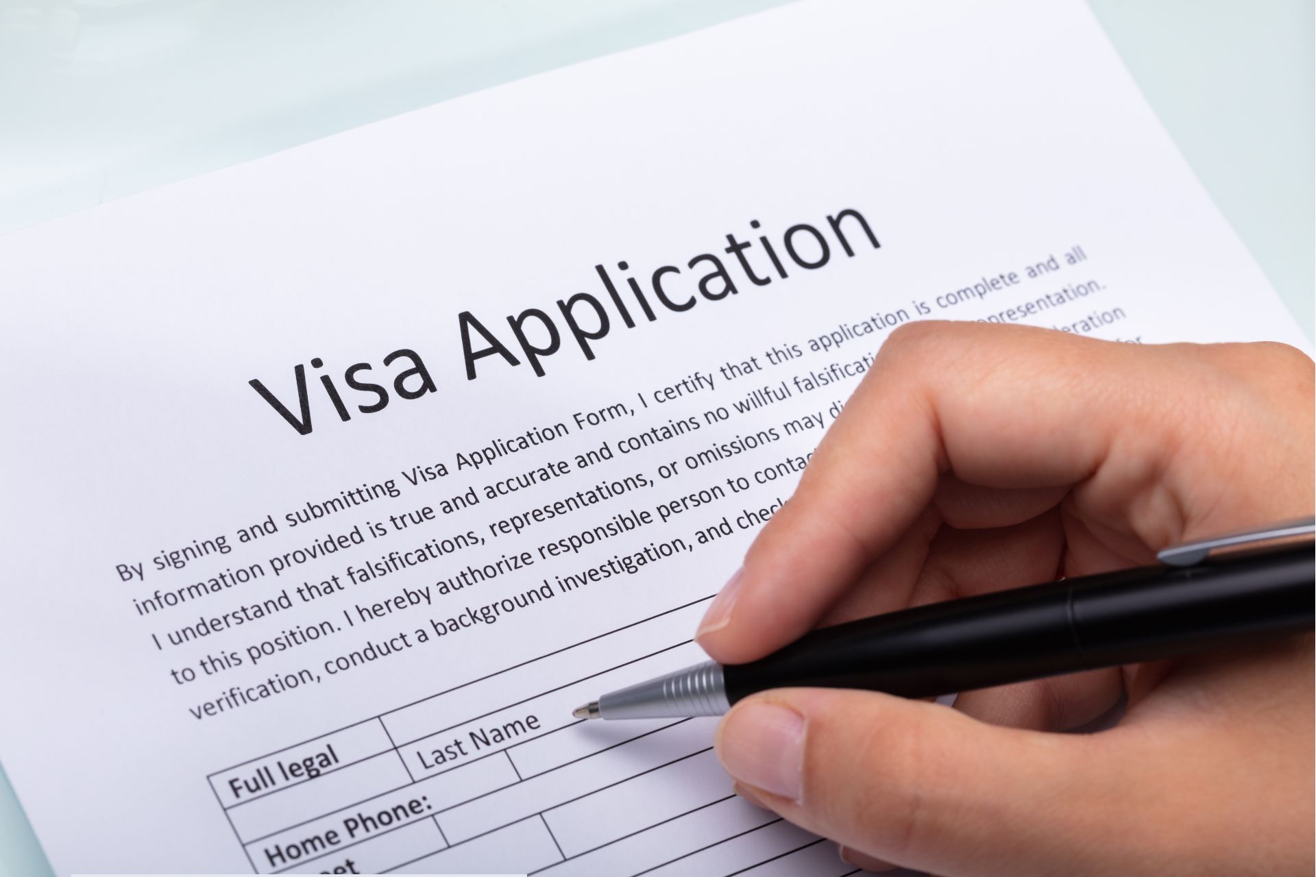 filling out visa application