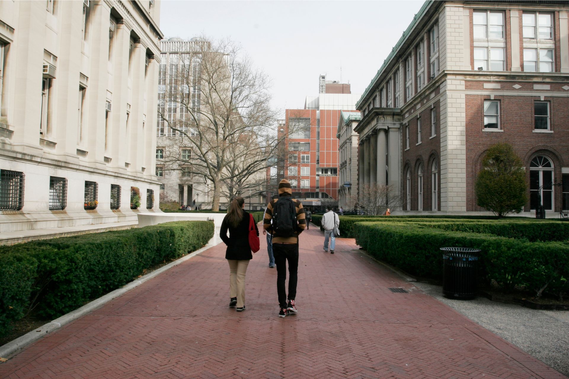 walking through a city