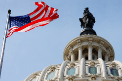 US Flag flying over US Senate Building