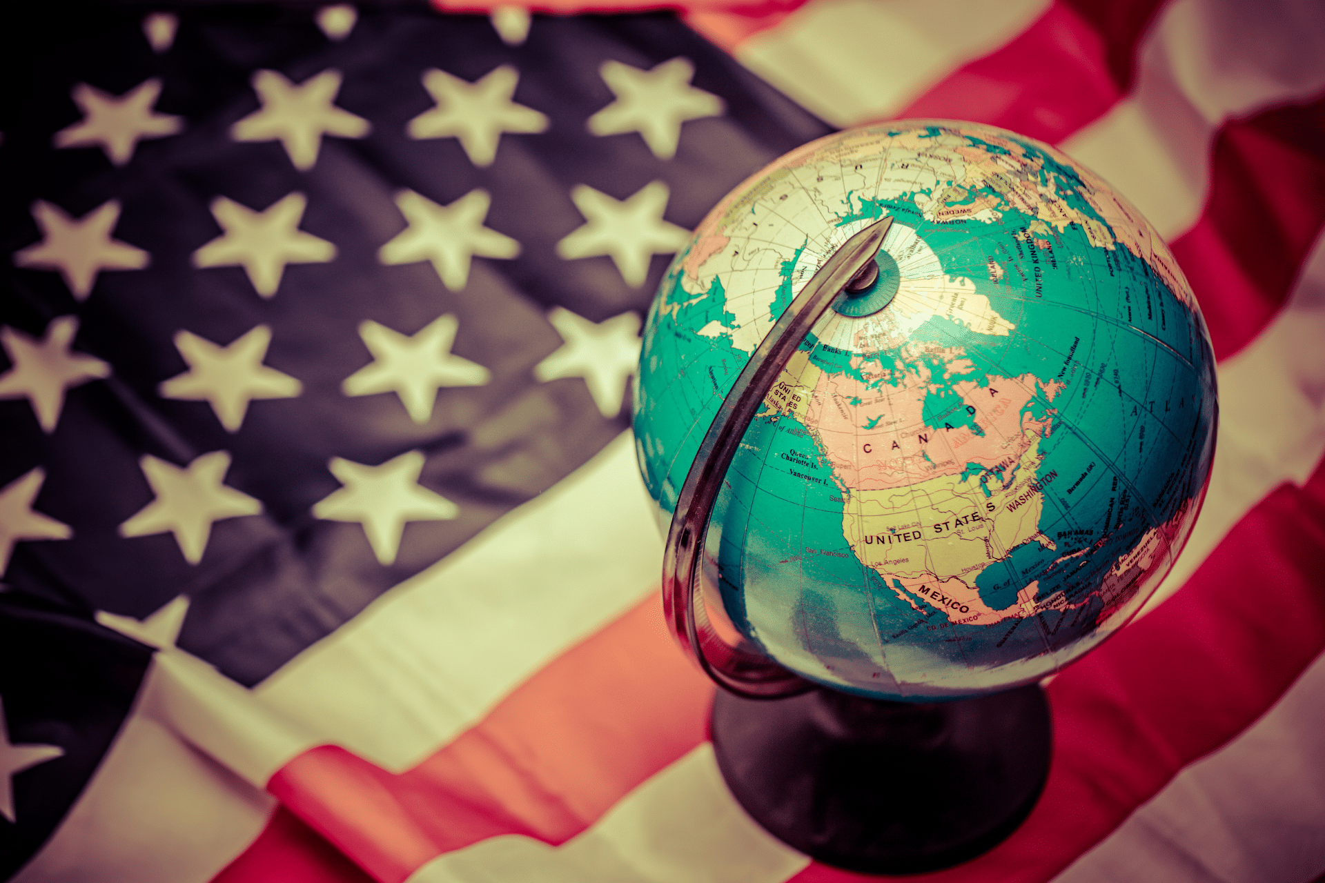 globe on a us flag